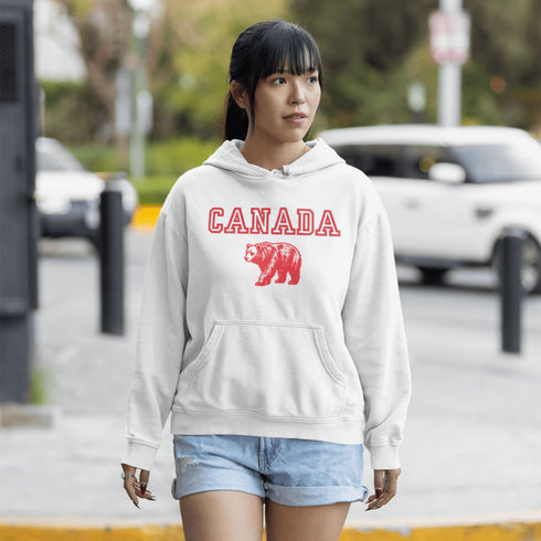 Featuring a burly bear who's as proud of Canada as he is of his fish-catching skills, this hoodie is the ultimate companion for those who want to look grizzly while staying snuggly.